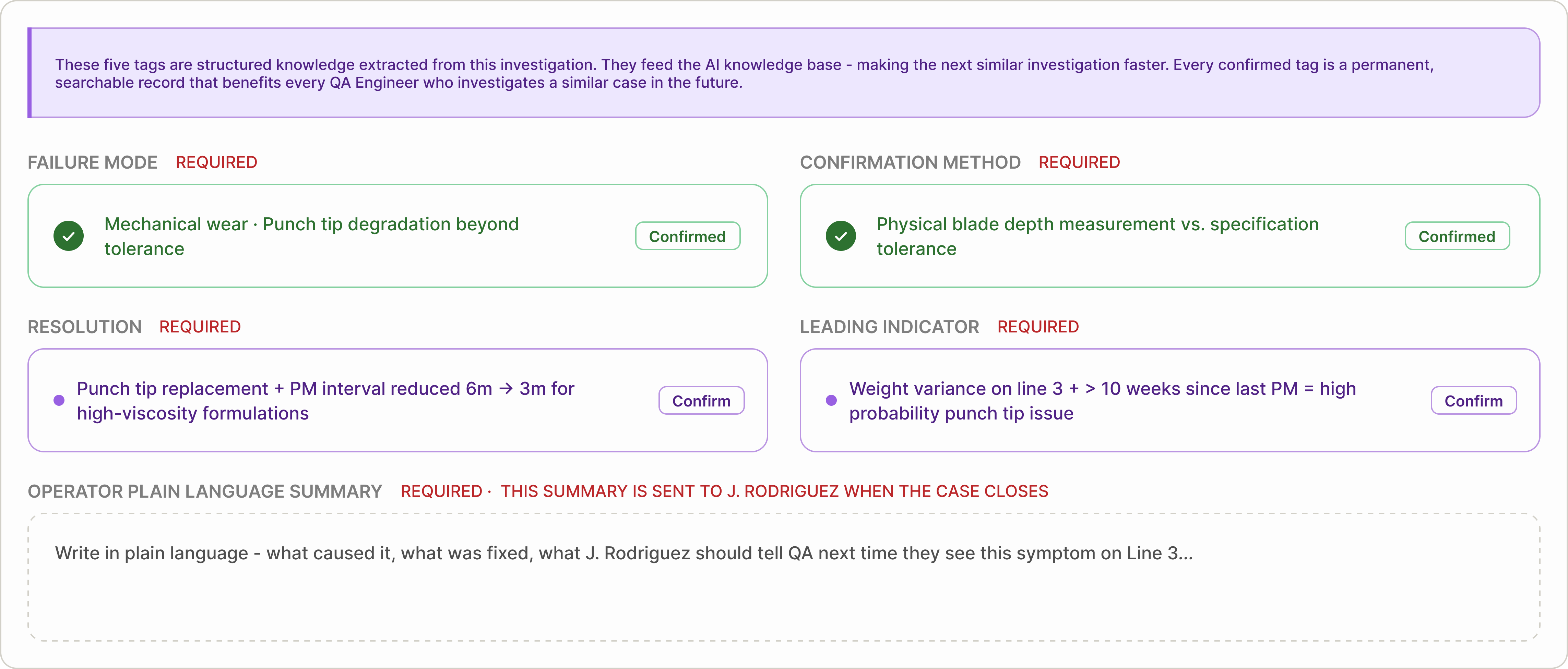 Five structured tags are the gate to closure